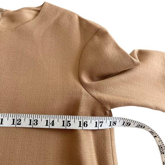 Marni Camel Tan Crepe Short Sleeve Round Neck Patch Pocket Shift Dress Size 38/2 - Picture 8 of 8